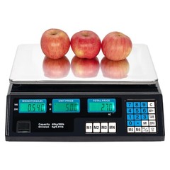 US 40kg/5g Digital Price Computing Scale Black for Vegetable Food US Plug w/ LCD