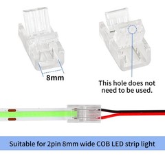 HOMELYLIFE 2Pin COB LED Strip Connectors 8mm Soldless 10 Pack with 8mm, Red