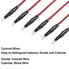 100X 3mm Pre Wired DC5V-12V Micro LED Lights Emitting Diodes Mini Bulbs Lamp NEW