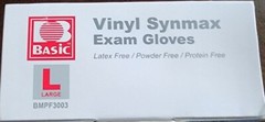 Basic Synmax Vinyl Synmax Exam Gloves, L Basic Blue/Box of 100 Buy More & Save$
