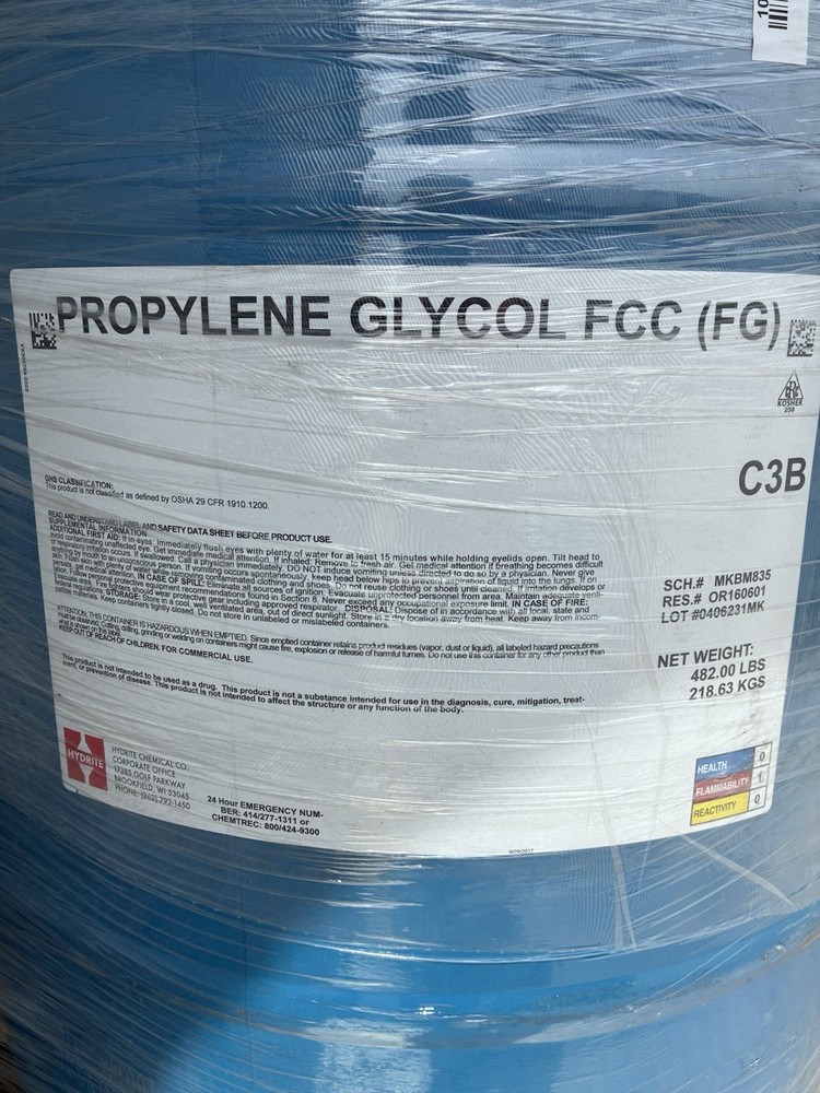 Propylene Glycol Food Grade 99.9% Pure 55 Gallon PG Lab/Personal Use