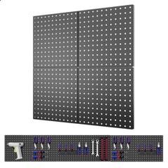 ValueMax Metal Pegboard Panels 4-Pack 12″x12″ Heavy Duty Pegboard Wall Organizer