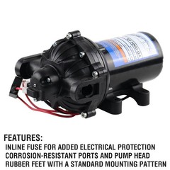 Everflo EF3000-QA 12V Diaphragm Sprayer Pump – 3.0GPM, 60 PSI Max, 3/4″ QA Ports