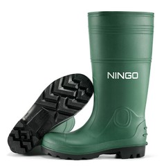 NINGO Men Steel Toe PVC Rain Boots Waterproof Cushioning Safety Work Boots Farm