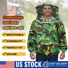 Camouflage Beekeeping Jacket Veil Bee Keeping Suit Hat Smock Protect Equipment