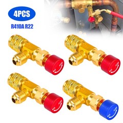 4pcs Air Conditioning Refrigerant Charging Valve, Safety Adapter for R22 R410A