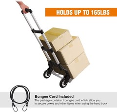 176lbs Folding Hand Truck Dolly Cart Wheeled Luggage Moving Trucks + Bungee Cord