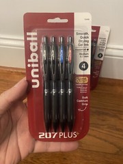 Uniball 207 Plus+ Retractable Gel Pens 0.7mm Med Assorted Ink Black Blue Lot 8