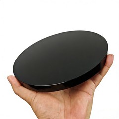 Fhnp367 Large Black Obsidian Scrying Mirror Stand Round Smoth Natural Crystal