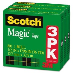 Scotch Magic Tape Refill 0.5 Inches Wide 36 Yards Red Adhesive Tape