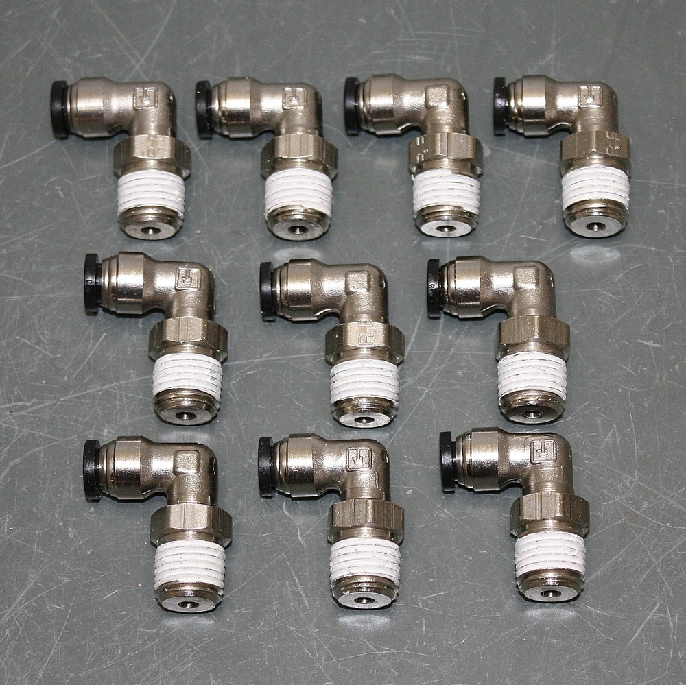 (10) Parker 90° Swivel Elbows, 1/4″ Tube x 1/4″ NPTF Pipe, PrestoLok Fitting