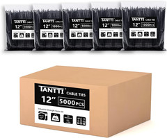 Zip Ties 4 Inch, Small Zip Ties with 18 Lb Tensile Strength, Black, 1000 Pack, b