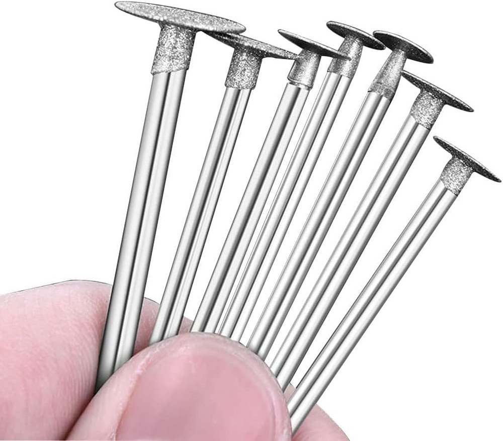 7 Pcs T Shape Diamond Cutting Burr, 1/8” Shank Diamond Burs Stone Carving Se…