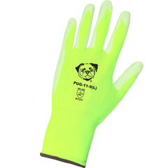 PUG Work Gloves Hi-Vis Lime Ultra-Thin PU Palm Coated Multi-Purpose 12 Pairs