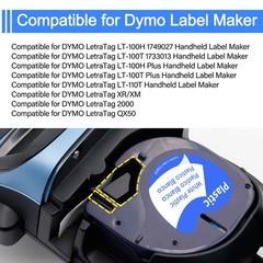 5pk DYMO LetraTag Refill 91331 White Plastic Lable Tape 12mm Compatible LT-100H