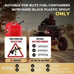 Gas Can Spout Replacement for Old Style Blitz Containers-2 Nozzles, Caps & Rings