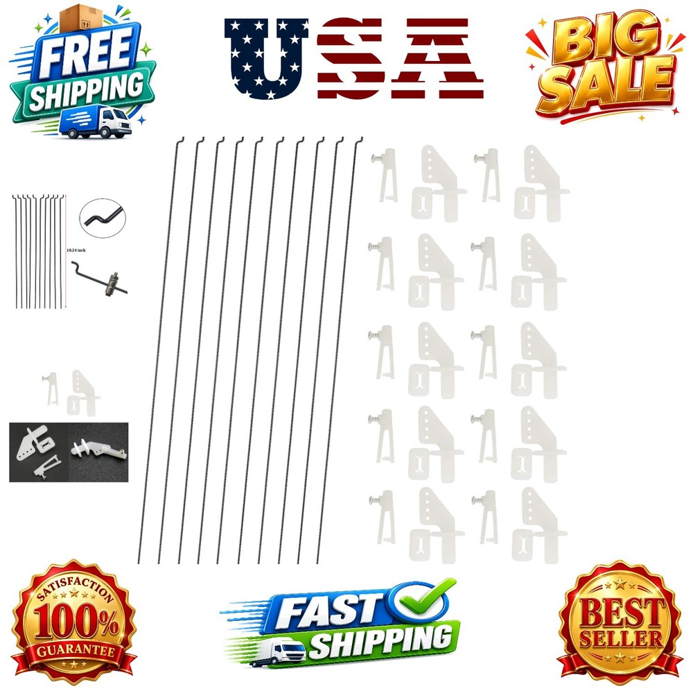 10 PCS 0.047×10.24″ Steel Pushrods And 10 PCS Nylon 0.79×0.43″ Lock on Contro…