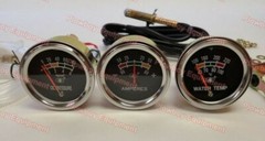 New TRACTOR Oil Amp Temperature Gauge Set W/ CHROME BEZEL for MANY Brands 2″
