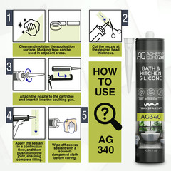 Adhesive Guru AG340 Clear Silicone Sealant (12×10.14 fl oz), 100% Silicone Caulk