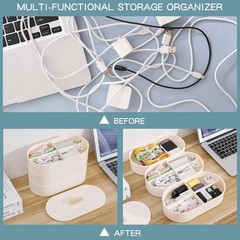 Large Cord Organizer Box with Lid Plastic Cable Storage Case with 20pcs Wire NEW