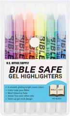U.S. Office Supply Gel Highlighters, 6 Pack, Neon Fluorescent Colors – Bible Saf