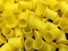Lot of 50 BNC Female Dust Covers Caps Plugs Caplugs Yellow LDPE Brand New