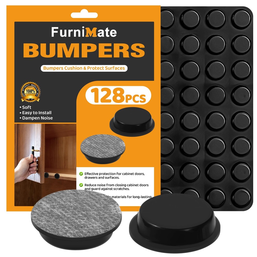 Adhesive Rubber Feet 128PCS 1/2 inches, Self Black, Black Bumpers Pads