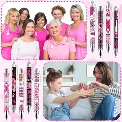 36 PCS Breast Cancer Awareness Pens Pink Ribbon Retractable Ballpoint Ink