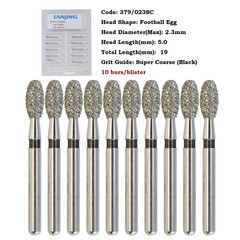 10pcs/pk Dental Diamond Bur FG Egg Football 379/023SC Super Coarse High Speed