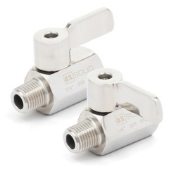 U.S. Solid 2pcs 304 Stainless Steel Mini Ball Valve 1/4 in FNPT x 1/4 in MNPT