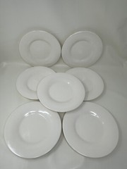 Melamine Hubert White Wide Rim Luncheon Salad Plate 8 1/4 In Diameter Set Of 7