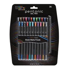 Pentonic Gel Pens 24 Count Mixed Pack 12 Assorted Color Pens 12 Glitter Pens
