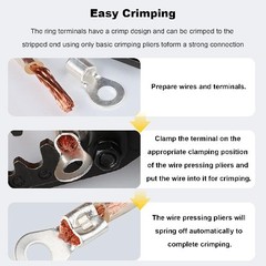 100Pcs 10 Non Insulated Ring Terminal, 22 16 AWG Brazed Seam Red Copper Wire