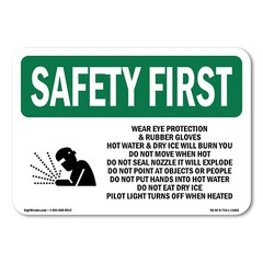Wear Eye Protection & Rubber OSHA Safety First Sign Metal Plastic Decal