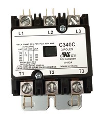 Definite Purpose Contactor, 3 Pole, 40 Amps, 208/240 Coil Voltage, C340C