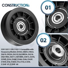 Flat Idler Pulley 3-1/2in, OD 3/8in, ID 1-1/16in Height Fits Z5426 Models New US