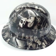 FULL BRIM Hard Hat custom hydro dipped , NEW TATTOO BABES HI DEF NEW