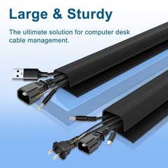 Cable Management J Channel Under Desk – Easy Installation, Black