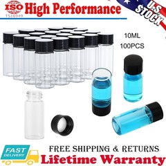 100pcs 10ml Clear Glass Vials, Sample Vials with Screw Caps Small Liquid Bottles