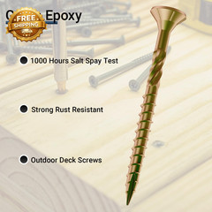 Deck Screws 3 Inch, #10 X 3, 5Lb, Rust Resistant, Brown Epoxy Coated