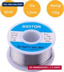 AUSTOR 60-40 Tin Lead Rosin Core Solder Wire for Electrical Soldering (1.2mm, 10