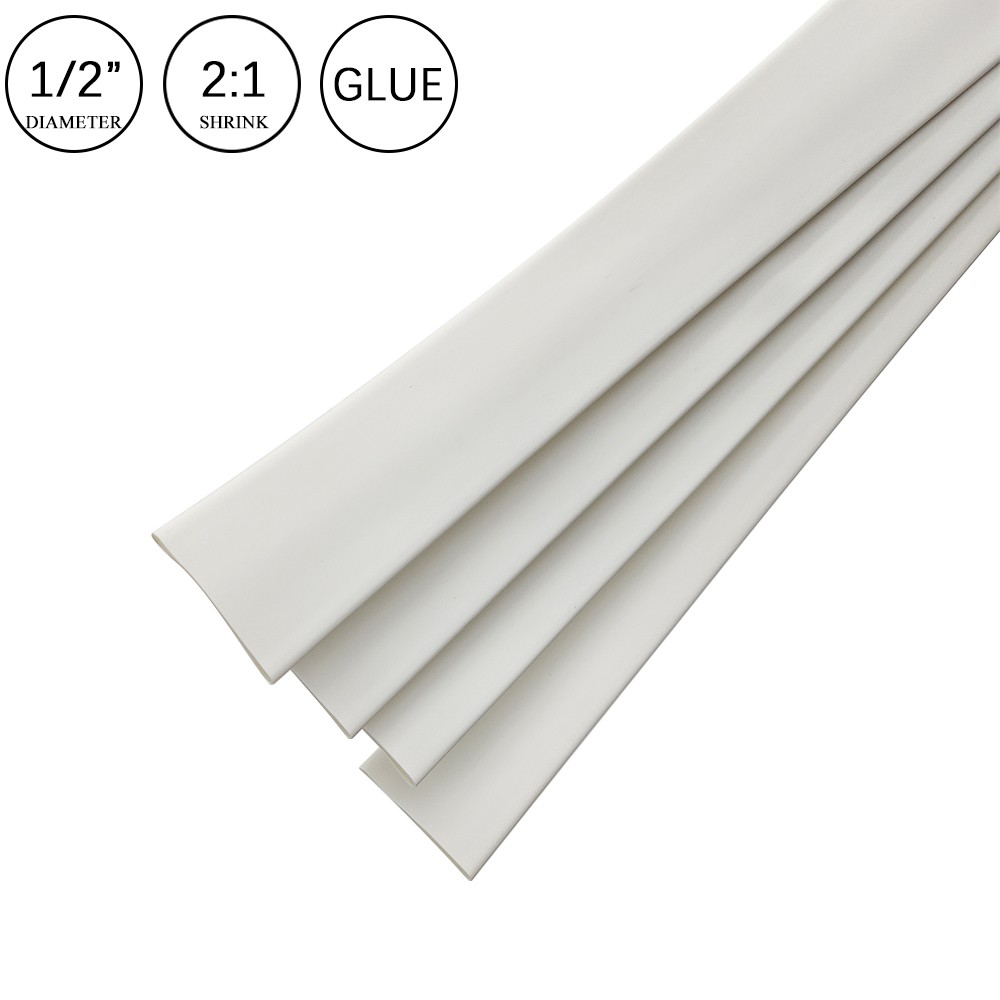 2:1 Heat Shrink Tubing White Dual Wall Waterproof Glue Wires Wrap (LARGE SIZES)