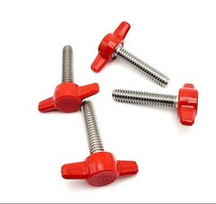 1/4″-20 x 1 1/4″ Thumb Screw T Bolts with Red Butterfly Tee Wing Knob 4 Pack