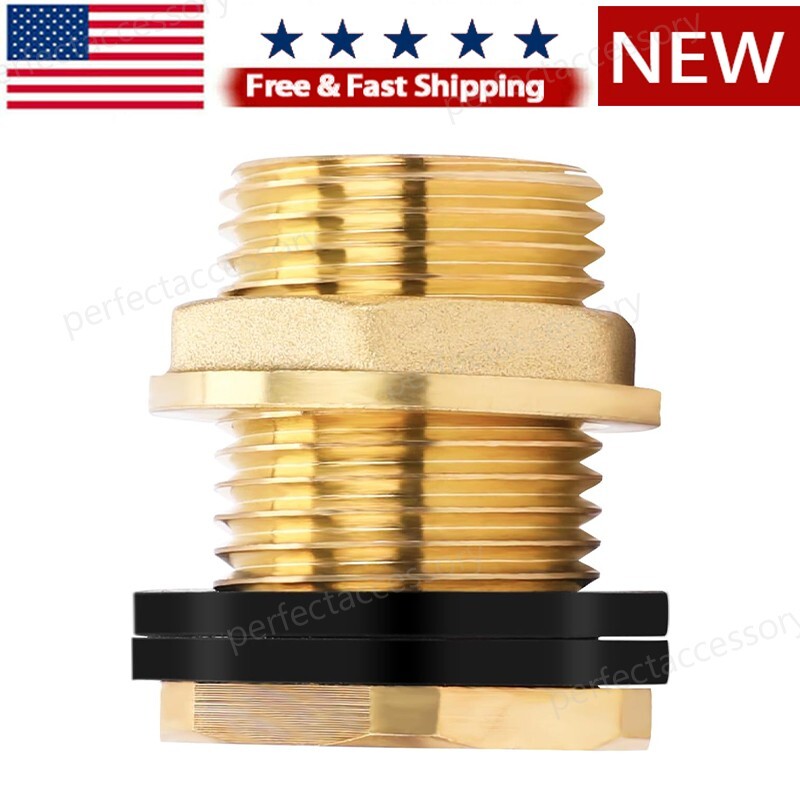 BBF020 Brass Bulkhead Fitting 1/2″ Female NPT and 3/4″ Male GHT Garden Hose NEW
