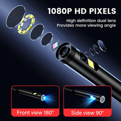 Endoscope Camera with Light: 5″ 1080P HD Dual-Lens Inspection Borescope Camera f
