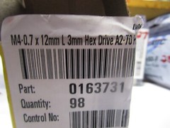 M4-0.7 x 12mm L 3mm Hex A2-70 Plain Stainless Steel Socket Head Cap Screw QTY 98