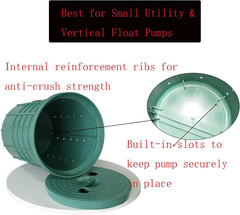 5 Gallon Perforated Sump Pump Basin with Lid (13x11x15 Inch) – Heavy Duty PP Sum