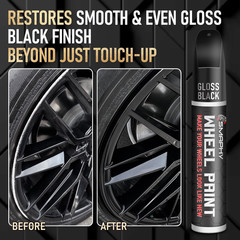 Wheel Scratch Repair Kit, Gloss Black Rim Touch up Paint, Repair Curb Rash, S…