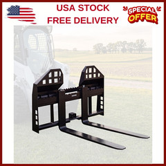 4000 Lbs Quick Attach Pallet Forks 45″ Frame 48″ Blades for Skid Steer Tractors