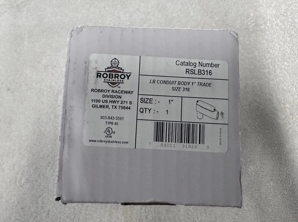 ROBROY RSLB316 Stainless Steel 1″ LB Conduit Body w/ cover + gasket,